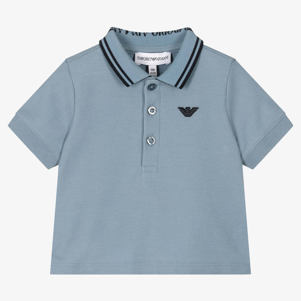Emporio Armani - Голубая рубашка поло из хлопка | Childrensalon