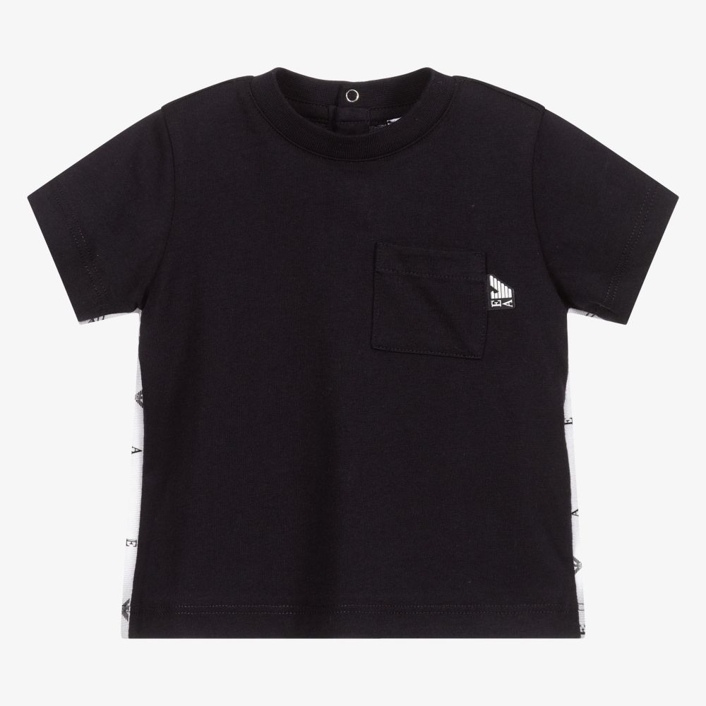 Emporio Armani - Baby Boys Blue Cotton T-Shirt | Childrensalon