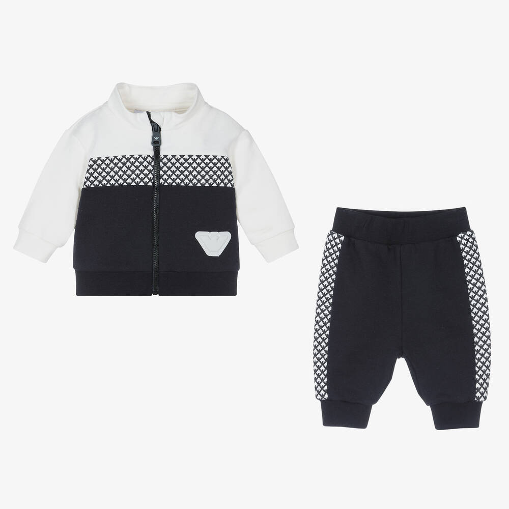 Emporio Armani Baby Boys Blue Cotton Tracksuit Childrensalon Outlet