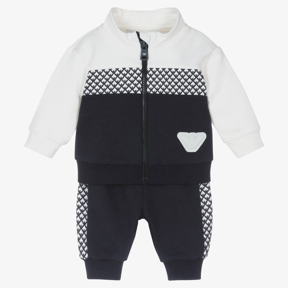 Emporio Armani - Baby Boys Blue Cotton Tracksuit | Childrensalon