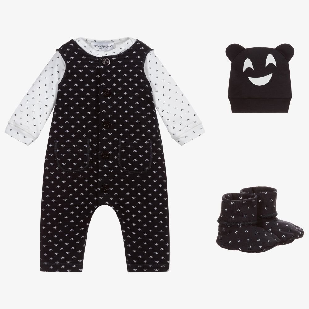 Emporio Armani - Baby Boys Blue Dungaree Set | Childrensalon