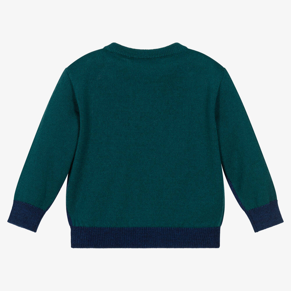 Emporio Armani Baby Boys Blue Green Wool Jumper