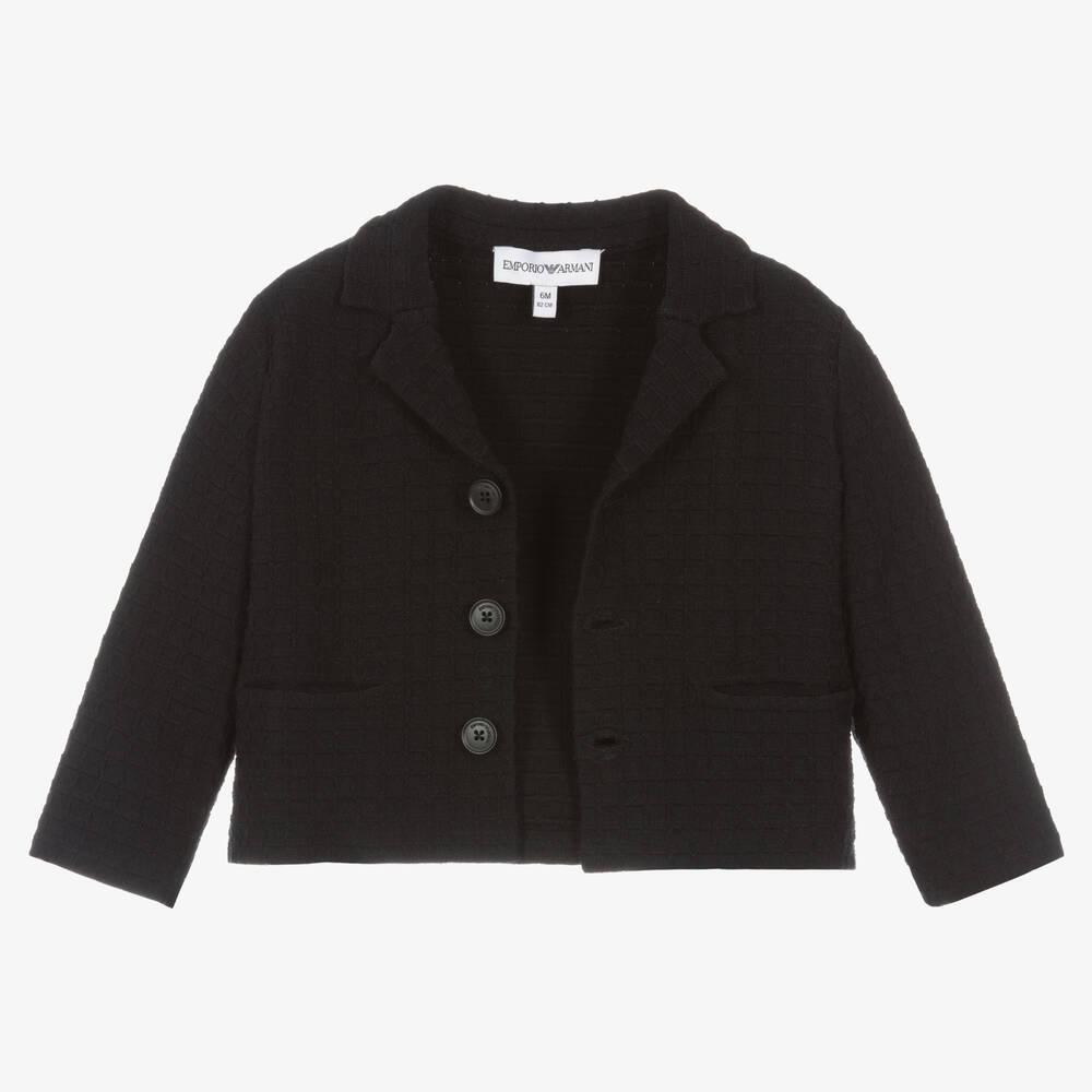 إمبوريو أرماني-جاكيت بلايزر أطفال ولادي مزيج قطن لون كحلي | Childrensalon Outlet