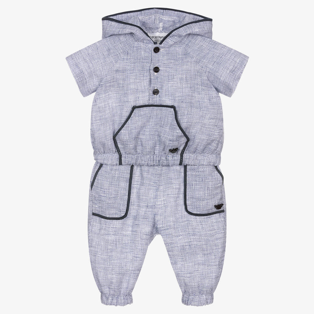 Emporio Armani - Blaues Leinenhosen-Set für Babys | Childrensalon