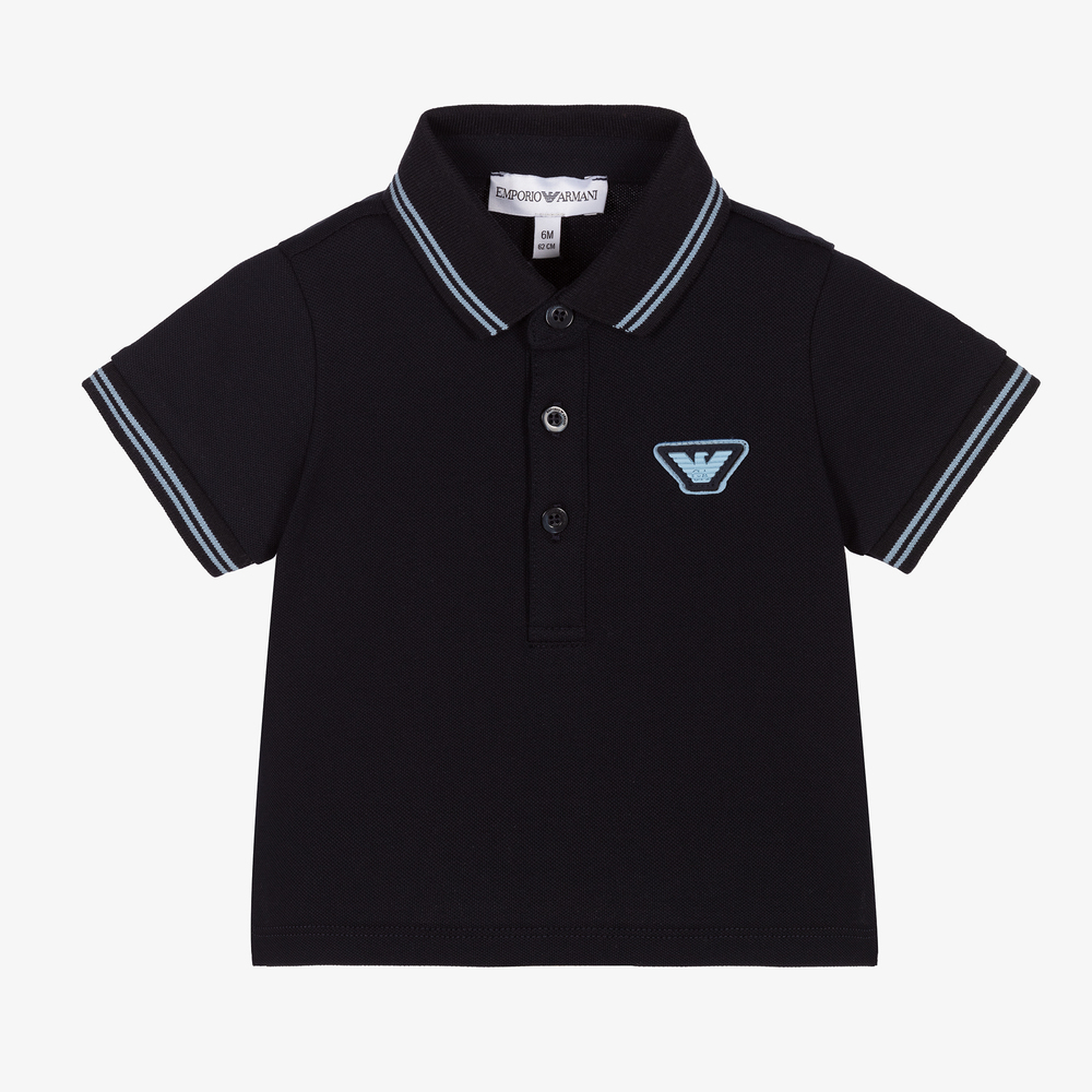 Emporio Armani-Baby Boys Blue Logo Polo Shirt | Childrensalon Outlet