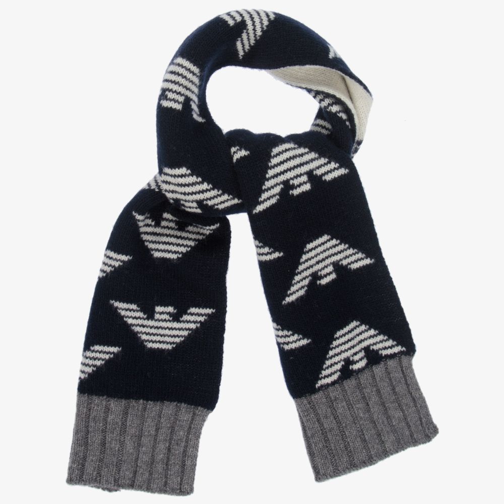 Emporio Armani - Baby Boys Blue Logo Scarf | Childrensalon