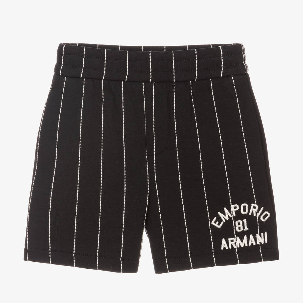 Emporio Armani - Short coton bleu à rayures tennis | Childrensalon
