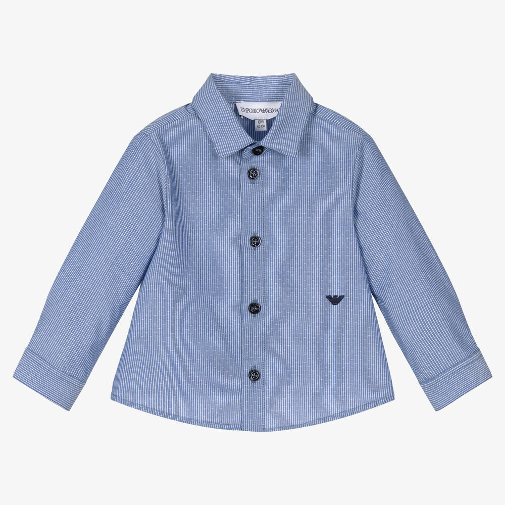 Emporio Armani - Chemise bleue rayée bébé garçon | Childrensalon