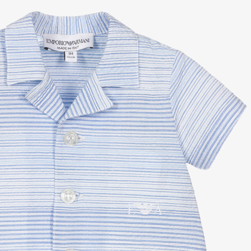 Emporio Armani-Голубая рубашка и брюки в полоску | Childrensalon Outlet