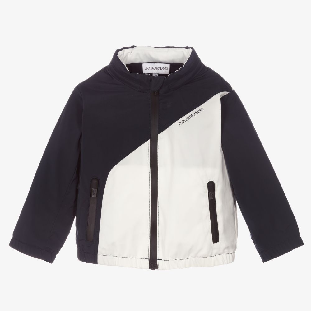 Emporio Armani - Blouson bleu et blanc Bébé garçon | Childrensalon