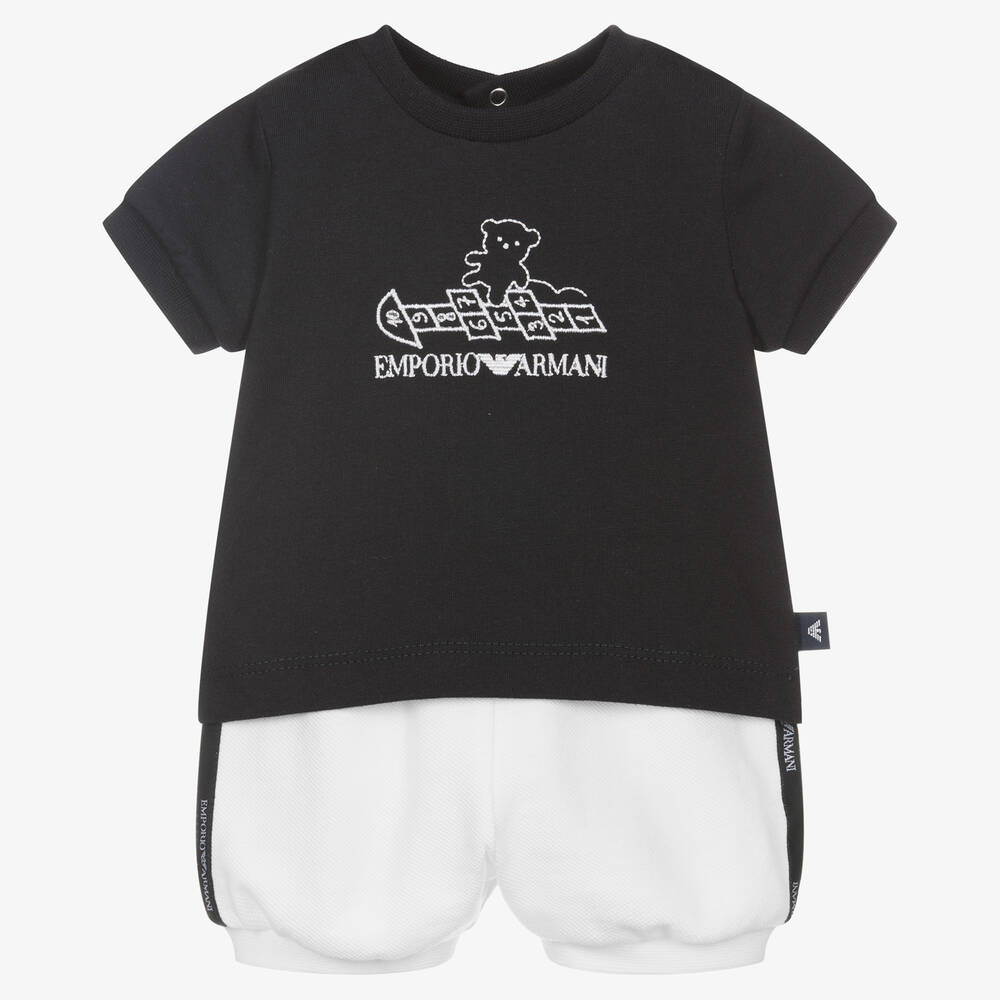 Emporio Armani-Синий топ и белые шорты из хлопка | Childrensalon Outlet