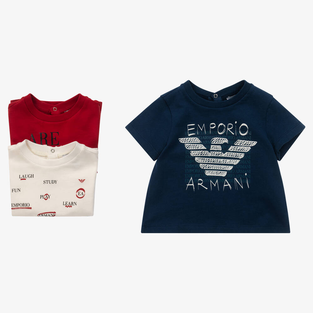 Emporio Armani - Baby Boys Cotton T-Shirts (3 Pack) | Childrensalon