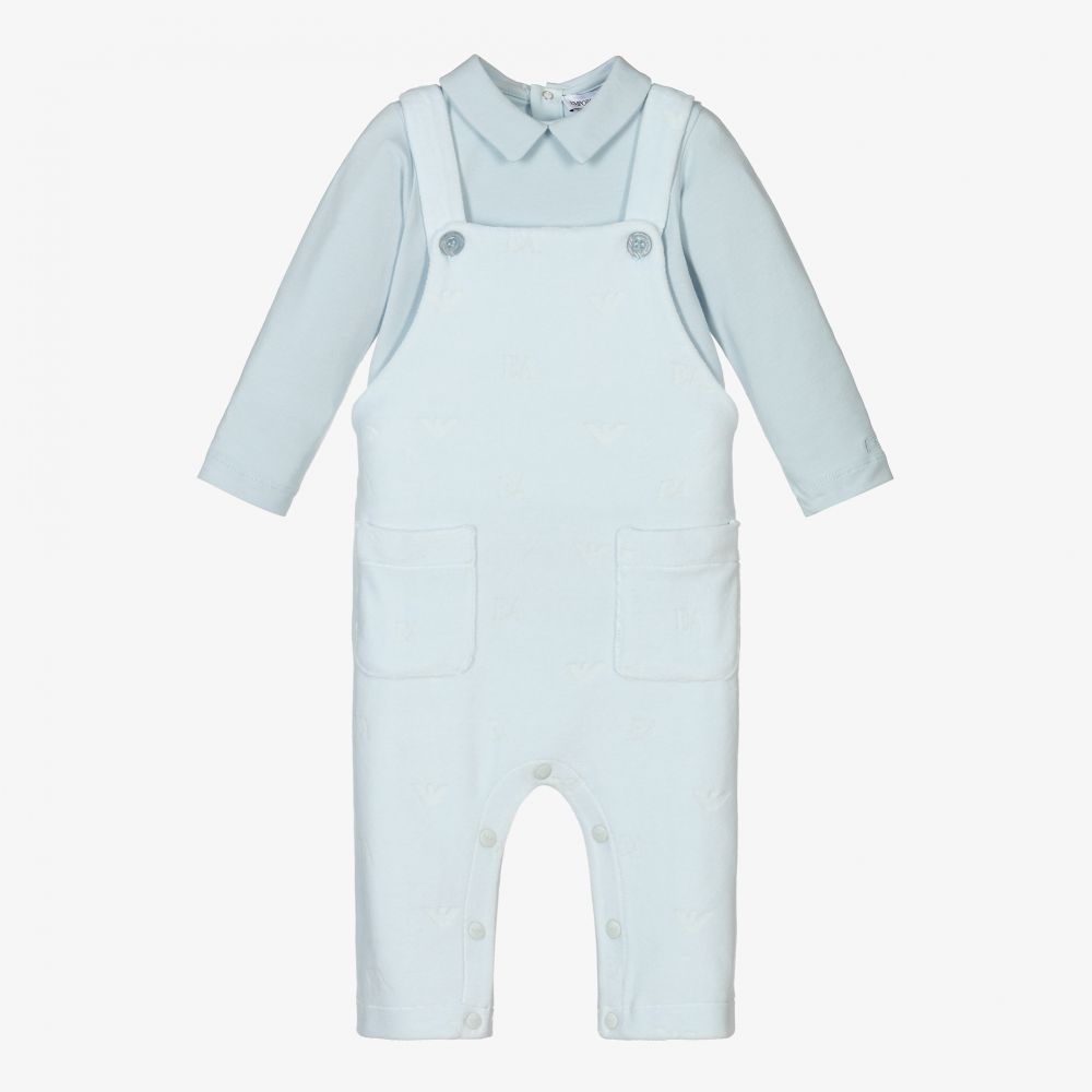 Emporio Armani - Blaues Latzhosen-Set für Babys | Childrensalon