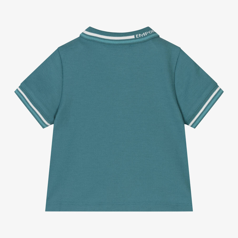Emporio Armani-Baby Boys Green Cotton Polo Shirt | Childrensalon Outlet