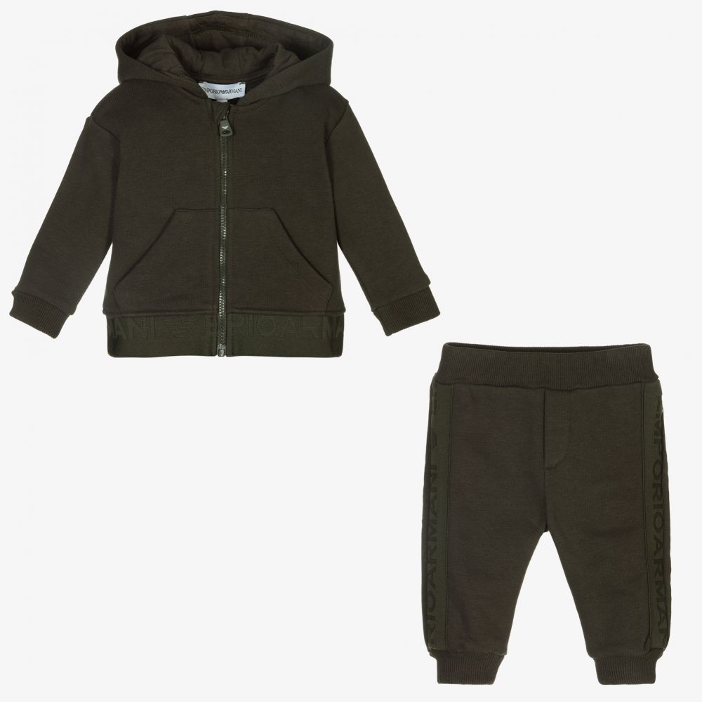 Emporio Armani Baby Boys Green Tracksuit Childrensalon Outlet