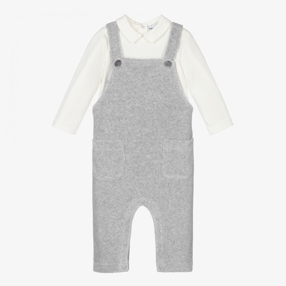 Emporio Armani - Graues Baby-Latzhosen-Set | Childrensalon