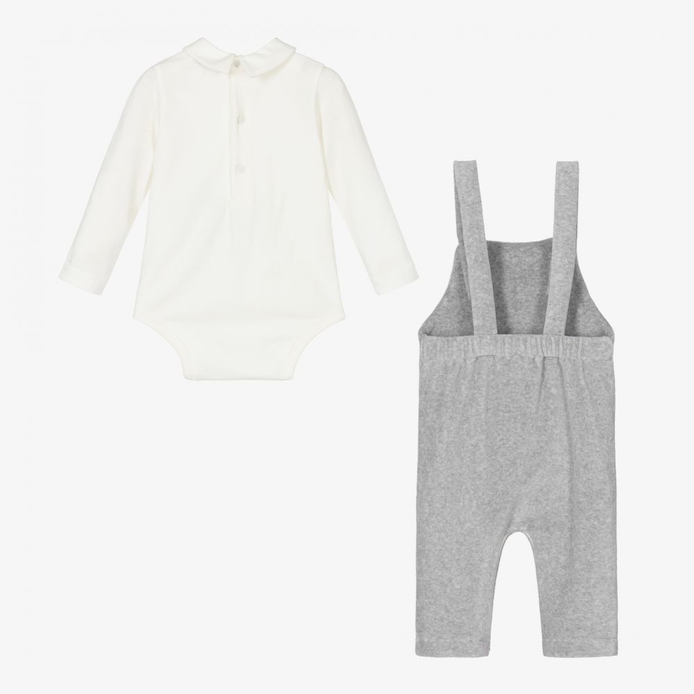 Emporio Armani-Комплект с серым полукомбинезоном для малышей | Childrensalon Outlet