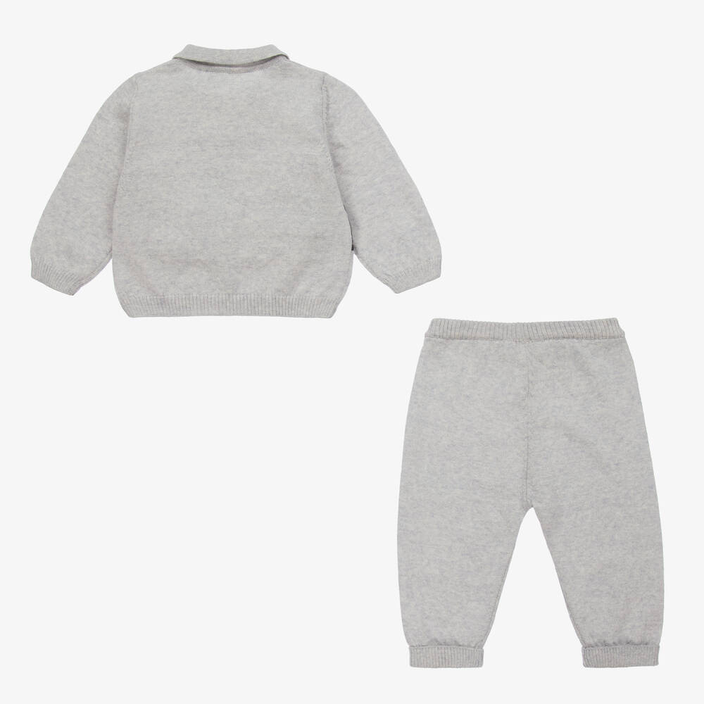 Emporio Armani-Baby Boys Grey Wool Knit Trousers Set | Childrensalon Outlet