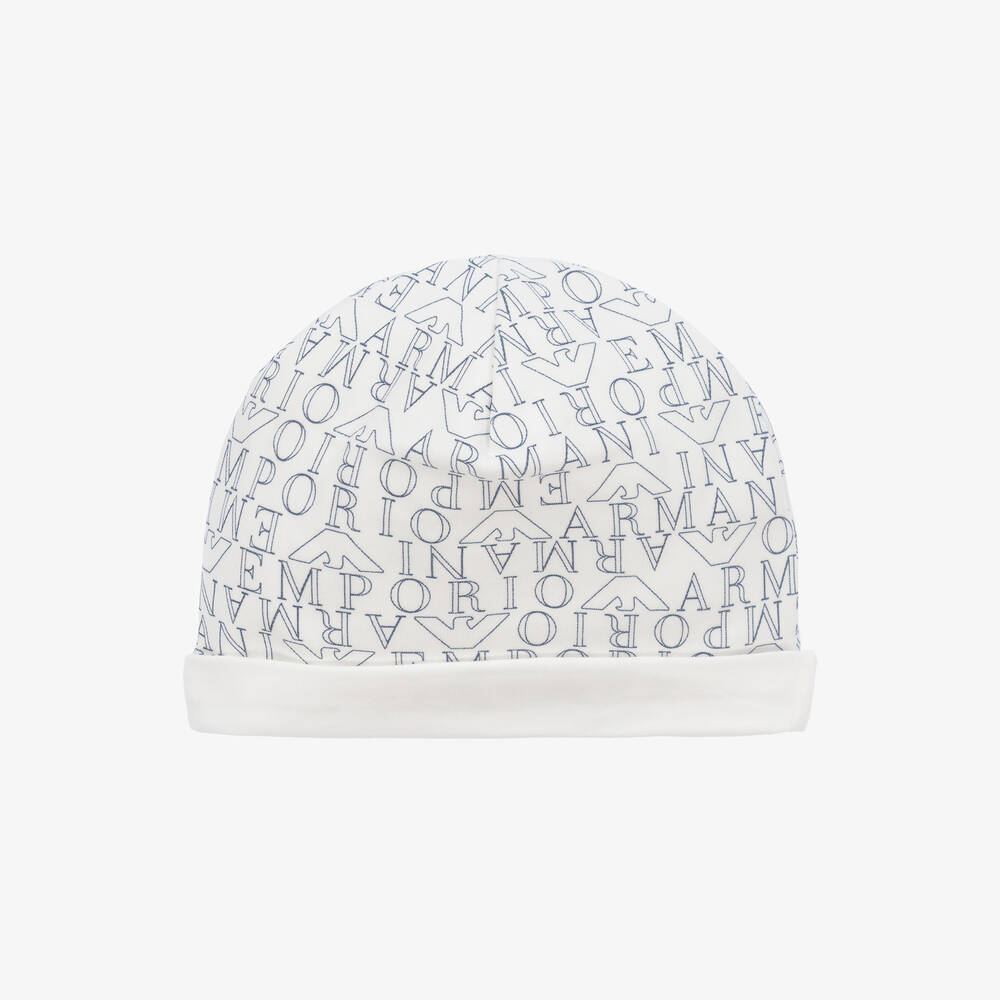 Emporio Armani-Baby Boys Ivory Cotton Jersey Hat | Childrensalon Outlet