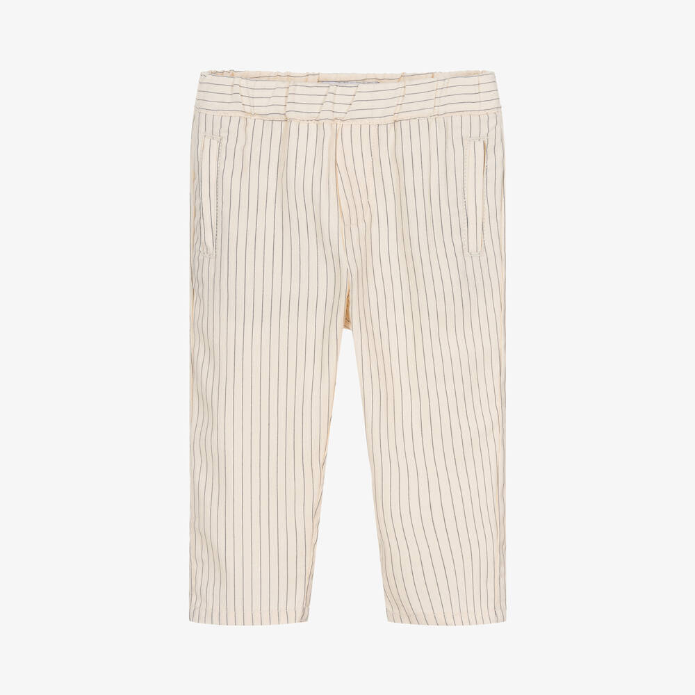 Emporio Armani-Baby Boys Ivory Cotton & Linen Trousers | Childrensalon Outlet