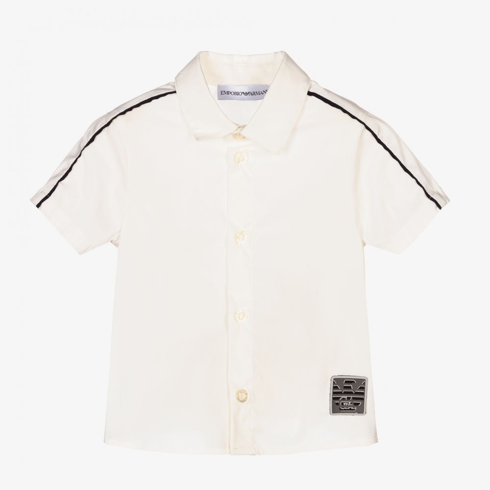 Emporio Armani - Кремовая хлопковая рубашка для мальчиков | Childrensalon
