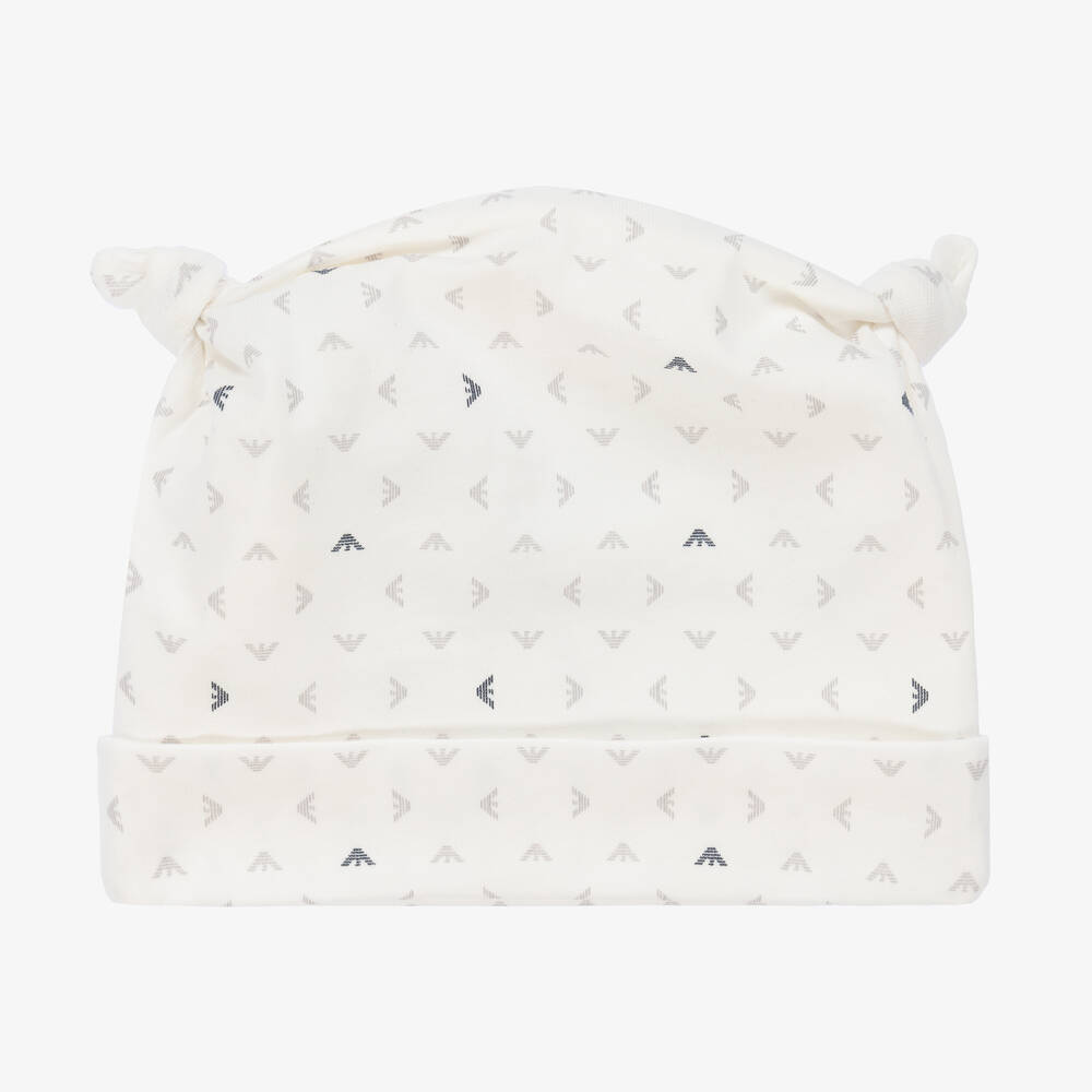 Emporio Armani-Baby Boys Ivory Monogram Hat | Childrensalon Outlet