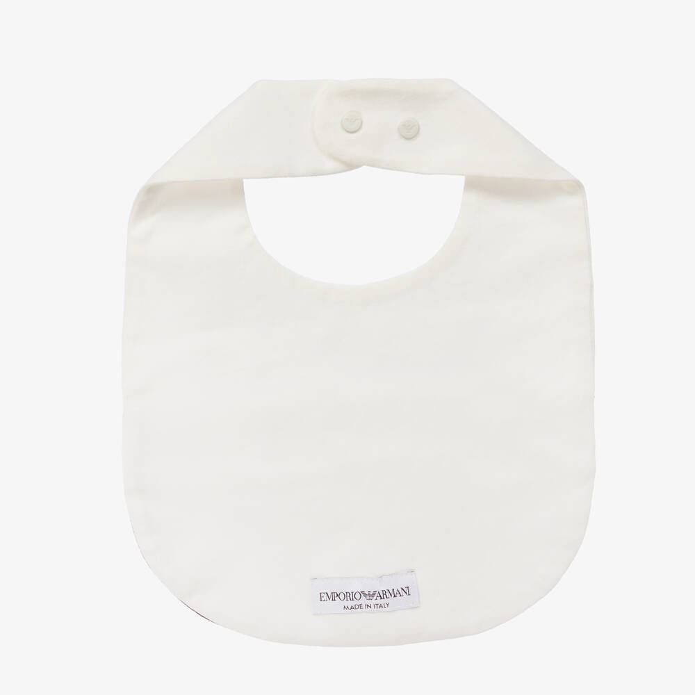 Emporio Armani-Baby Boys Ivory & Navy Blue Cotton Bib | Childrensalon Outlet