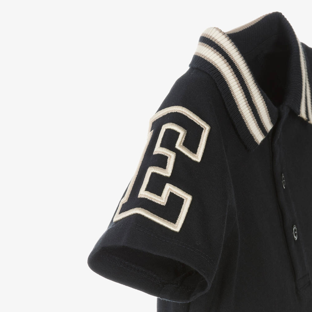 Emporio Armani-Baby Boys Navy Blue Cotton EA Polo Shirt | Childrensalon Outlet