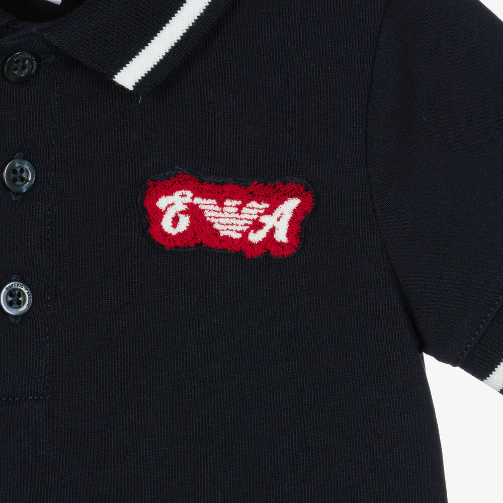 Emporio Armani-Синяя хлопковая рубашка поло | Childrensalon Outlet