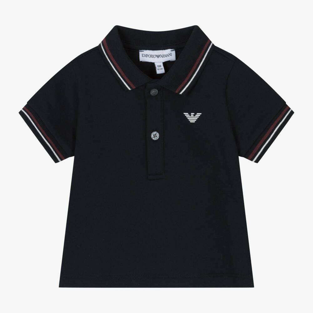 Emporio Armani-Baby Boys Navy Blue Cotton Polo Shirt | Childrensalon Outlet