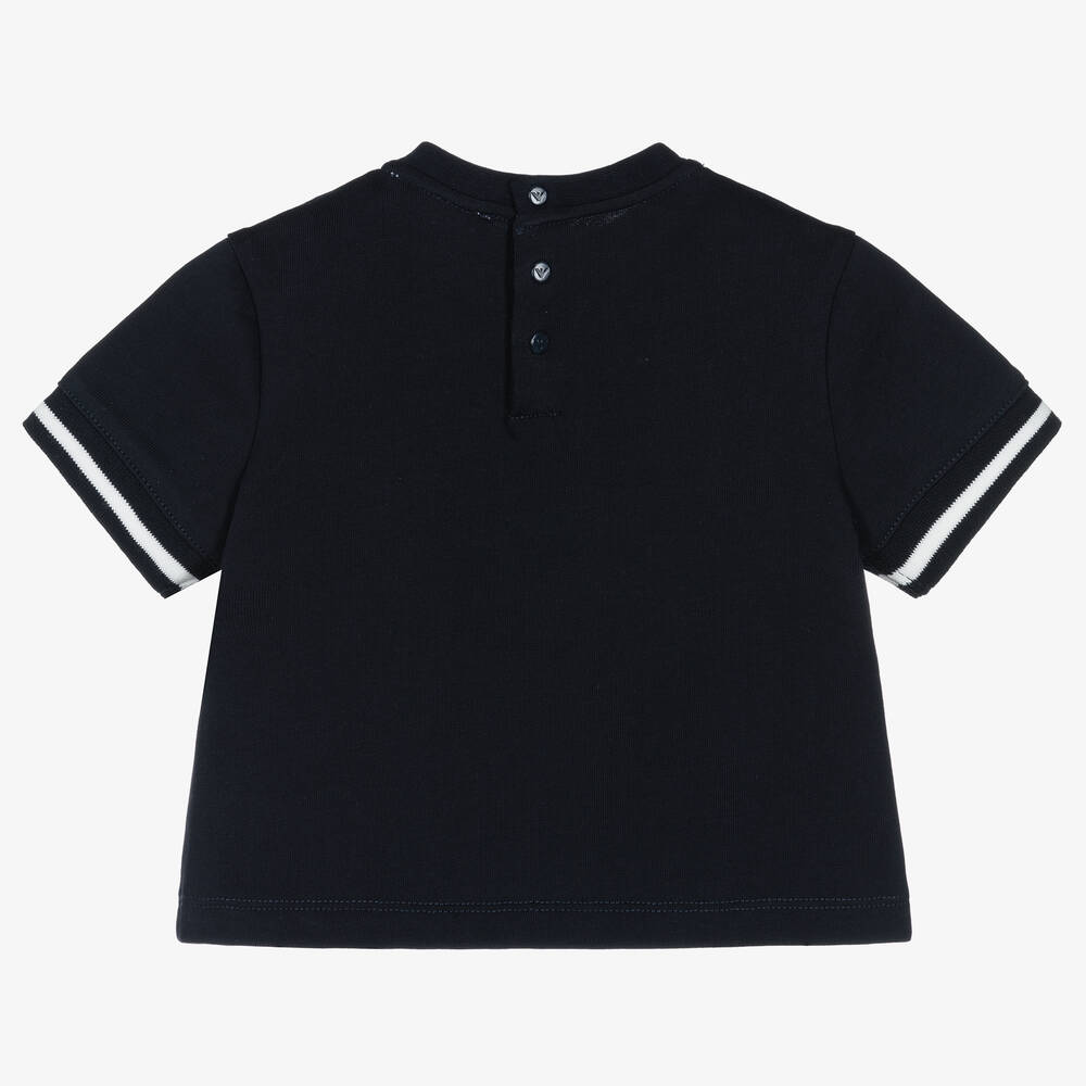 Emporio Armani-Baby Boys Navy Blue Cotton T-Shirt | Childrensalon Outlet