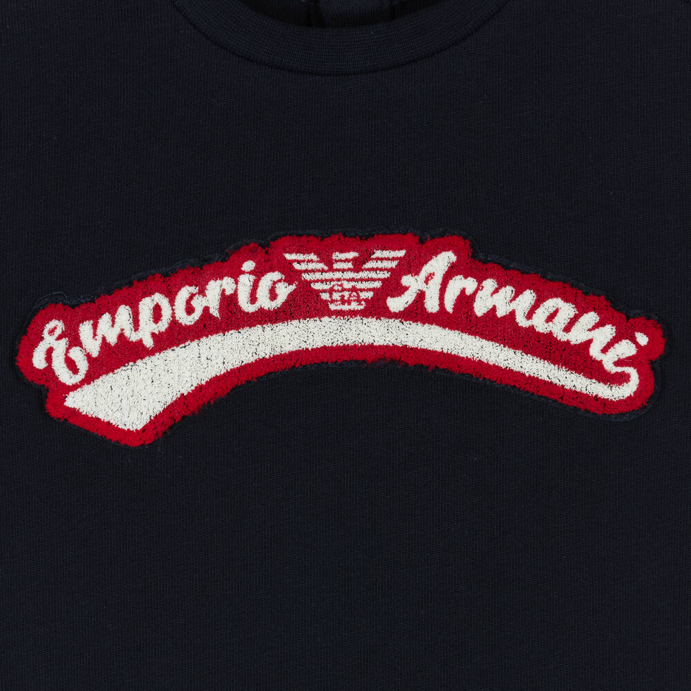 Emporio Armani-Baby Boys Navy Blue Cotton T-Shirt | Childrensalon Outlet