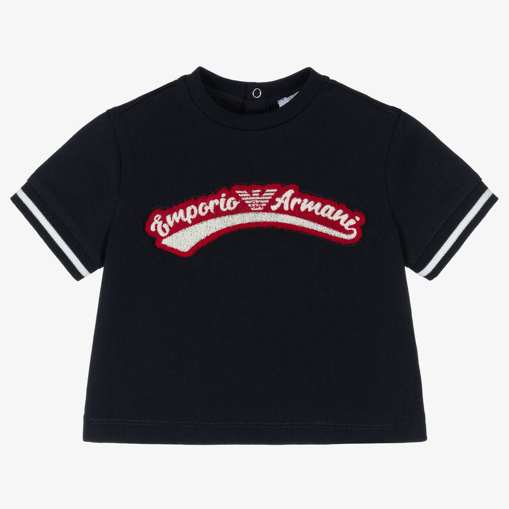 Emporio Armani - Navyblaues Baby-Baumwoll-T-Shirt | Childrensalon