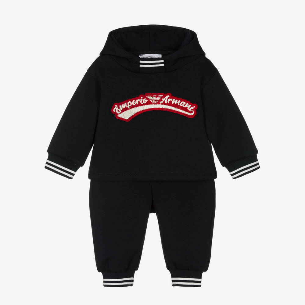 Emporio Armani - Baby Boys Navy Blue Cotton Tracksuit | Childrensalon