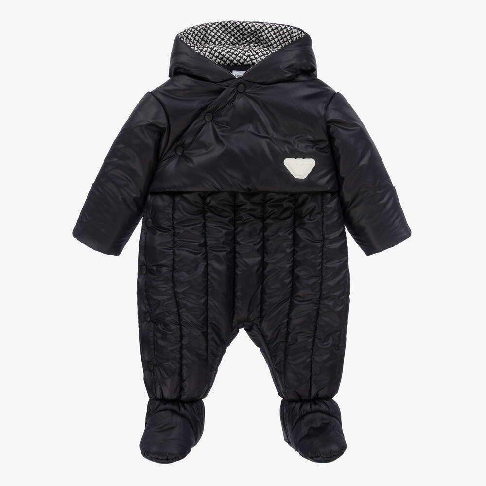 Emporio Armani - Baby Boys Navy Blue Hooded Snowsuit | Childrensalon