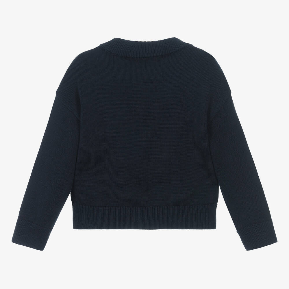 Emporio Armani Baby Boys Navy Blue Knitted Cardigan