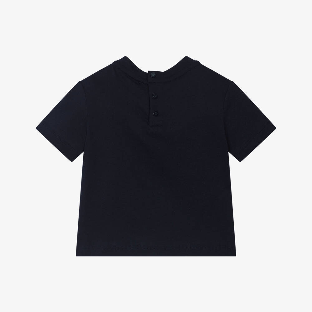 Emporio Armani-Футболка из синего хлопка с логотипом для мальчиков | Childrensalon Outlet