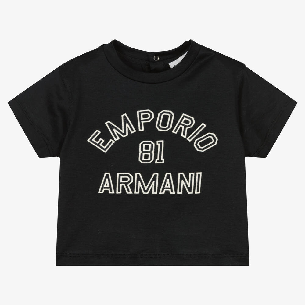Emporio Armani - Navyblaues Baby-Lyocell-T-Shirt | Childrensalon