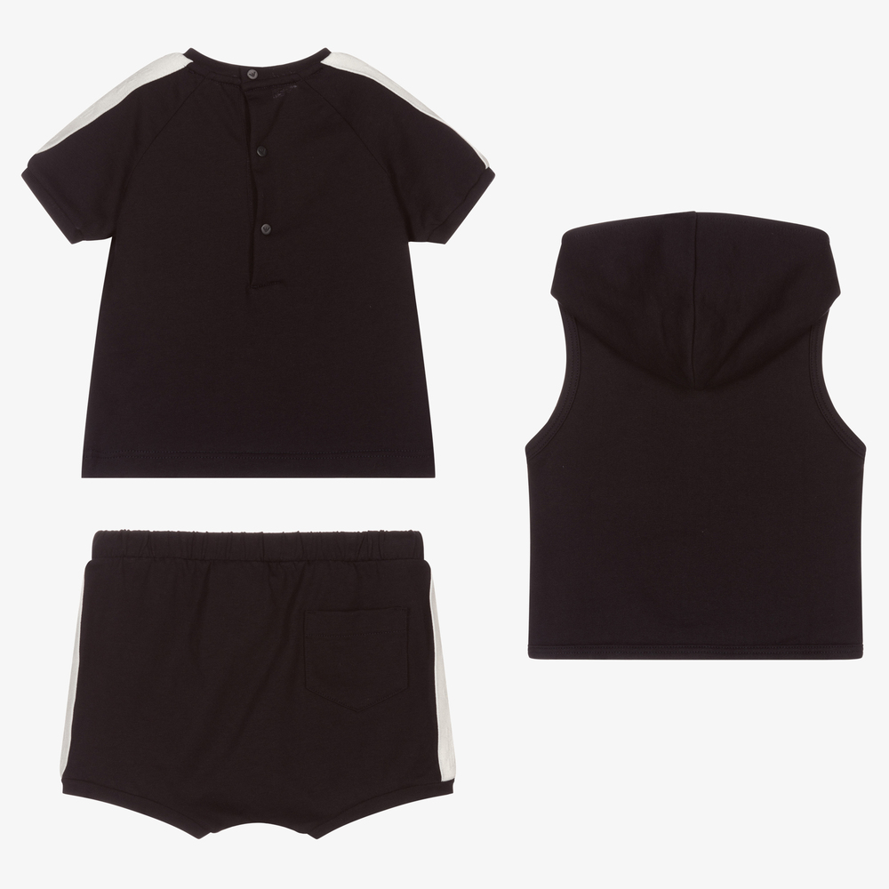 إEmporio Armani-طقم شورت قطن لون كحلي للمواليد | Childrensalon Outlet