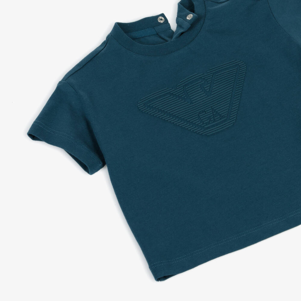 Emporio Armani-Футболка синий с орлом для малышей мальчиков | Childrensalon Outlet