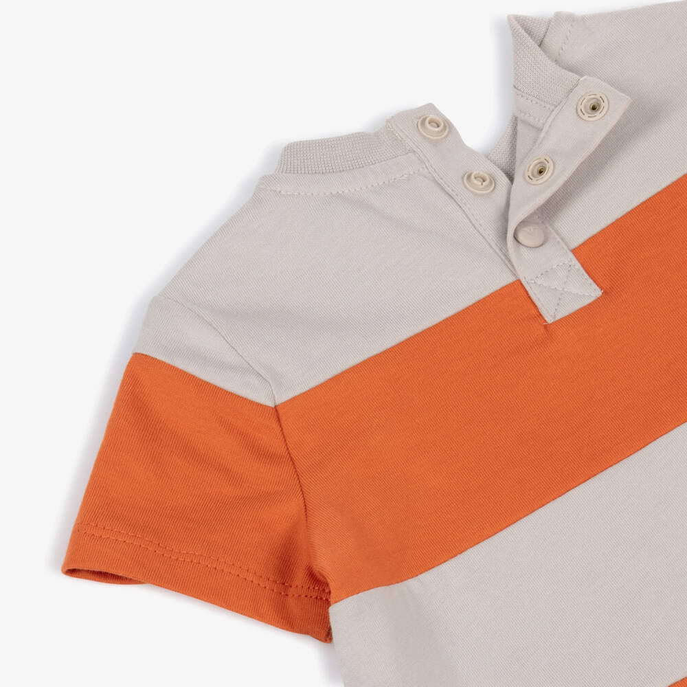 Emporio Armani-Футболка из хлопка в полоску оранжевая для мальчиков | Childrensalon Outlet