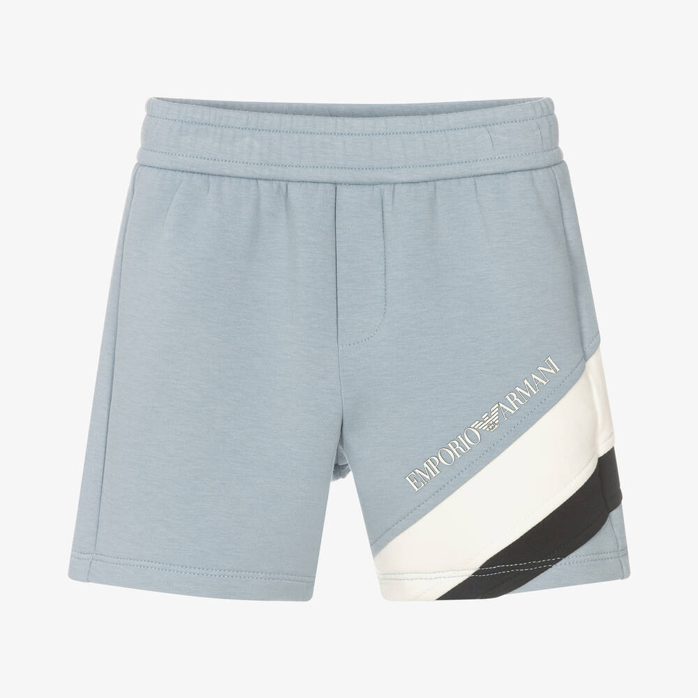 Emporio Armani - Baby Boys Pale Blue Cotton Jersey Shorts | Childrensalon