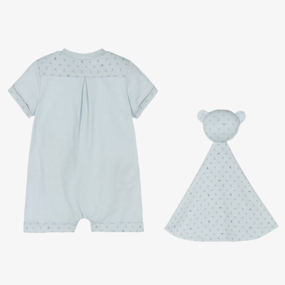 Emporio Armani-Baby Boys Pale Blue Shortie Set | Childrensalon Outlet