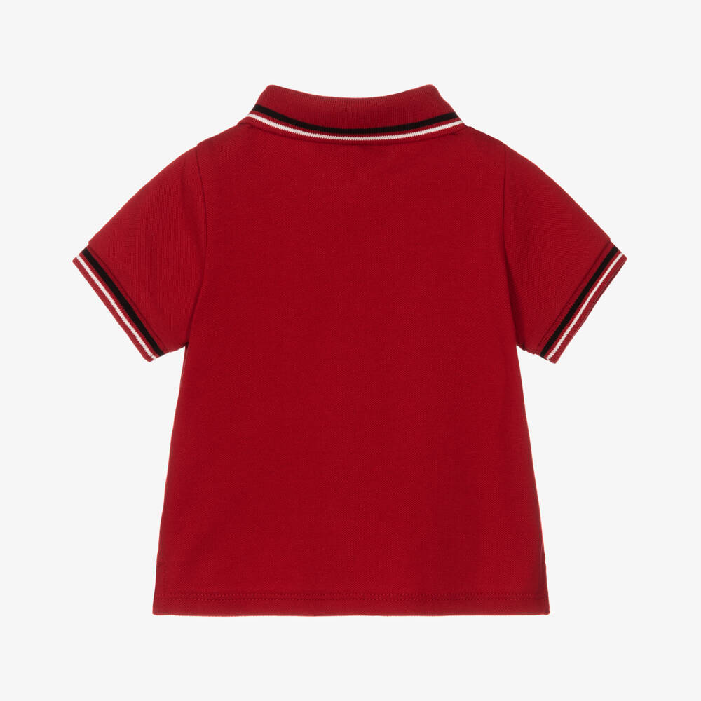 Emporio Armani-Baby Boys Red Cotton Polo Shirt | Childrensalon Outlet