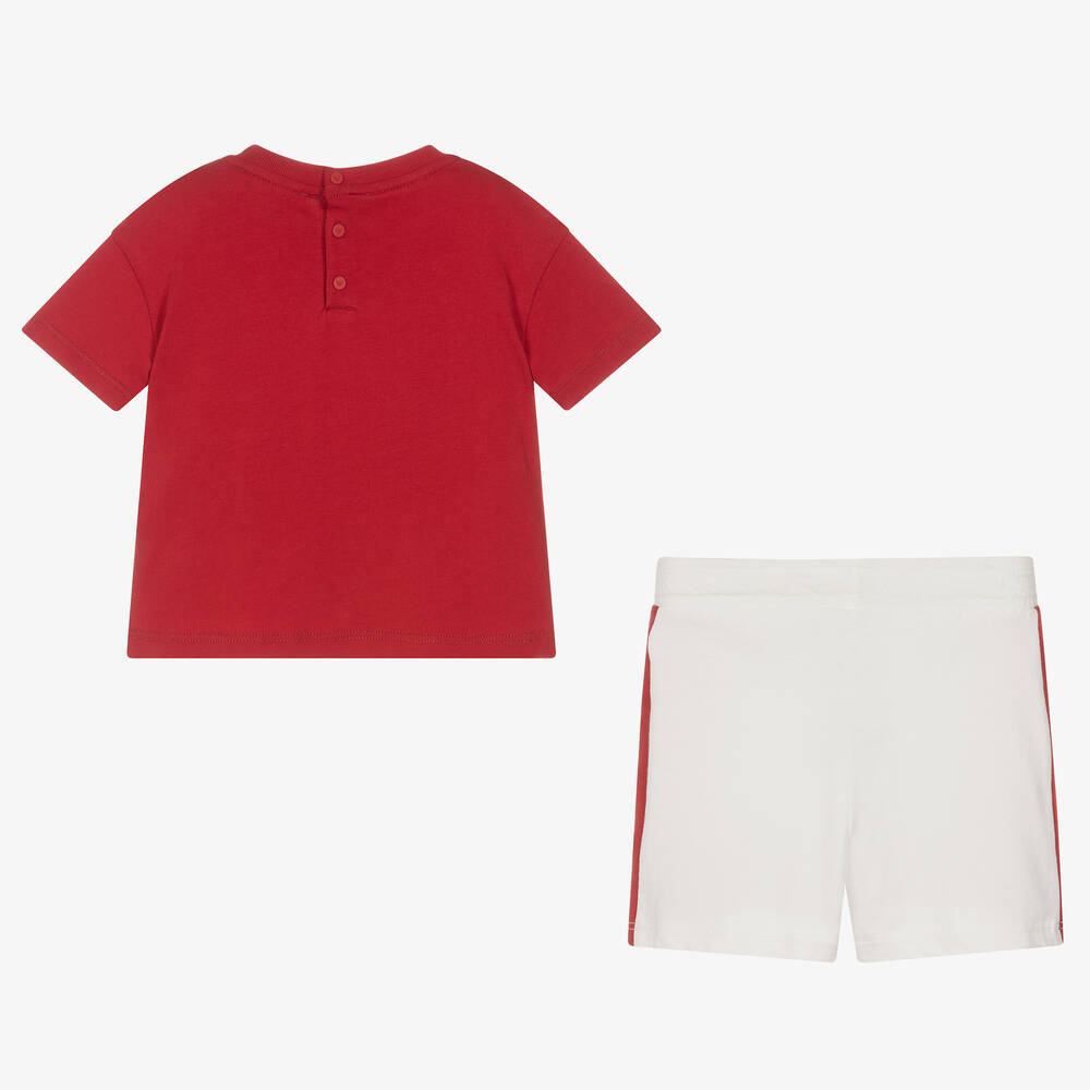 Emporio Armani Baby Boys Red & White Cotton Logo Shorts Set
