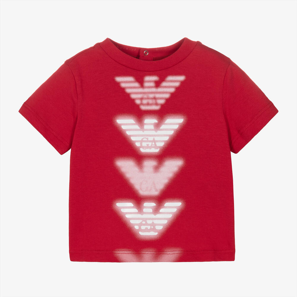 Emporio Armani-Baby Boys Red & White Eagle T-Shirt | Childrensalon Outlet