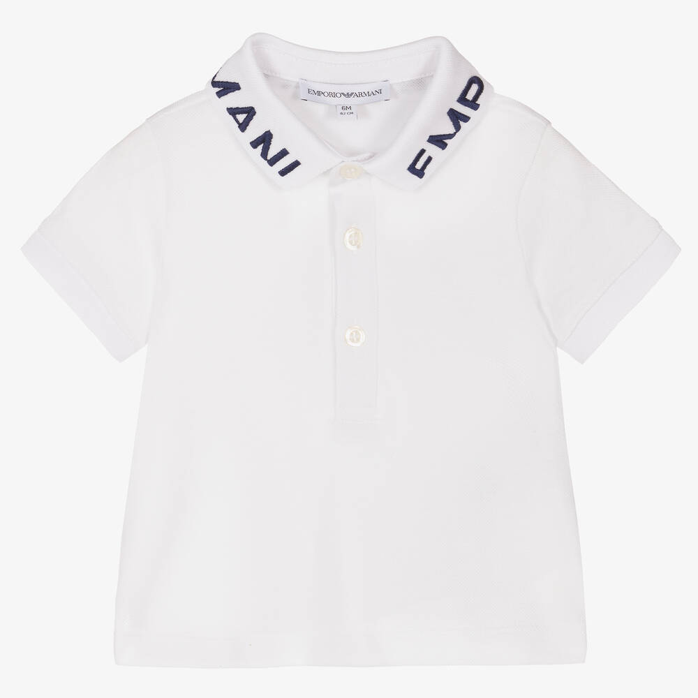Emporio Armani - Polo blanc en coton bébé garçon | Childrensalon