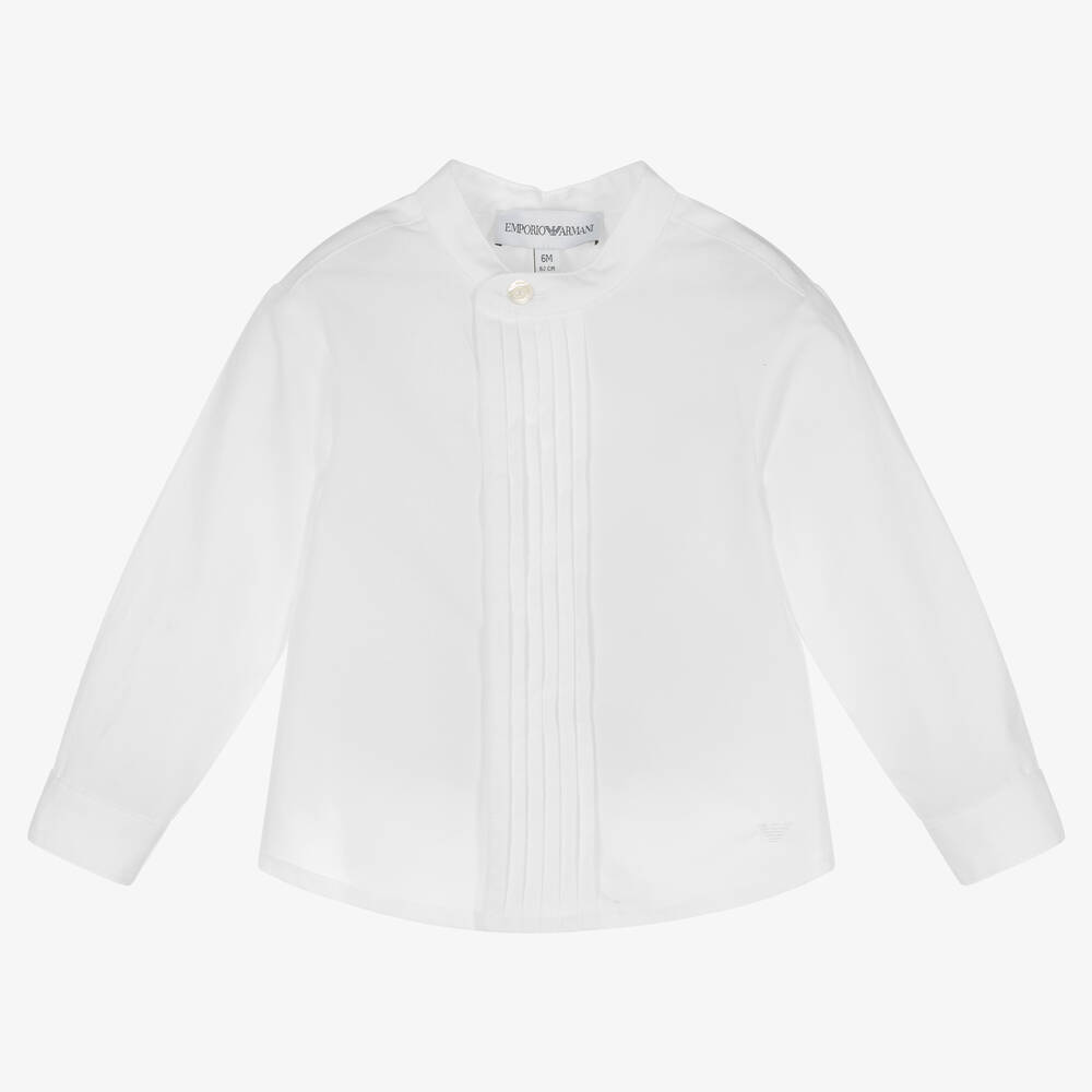 Emporio Armani - Белая рубашка из хлопкового поплина | Childrensalon