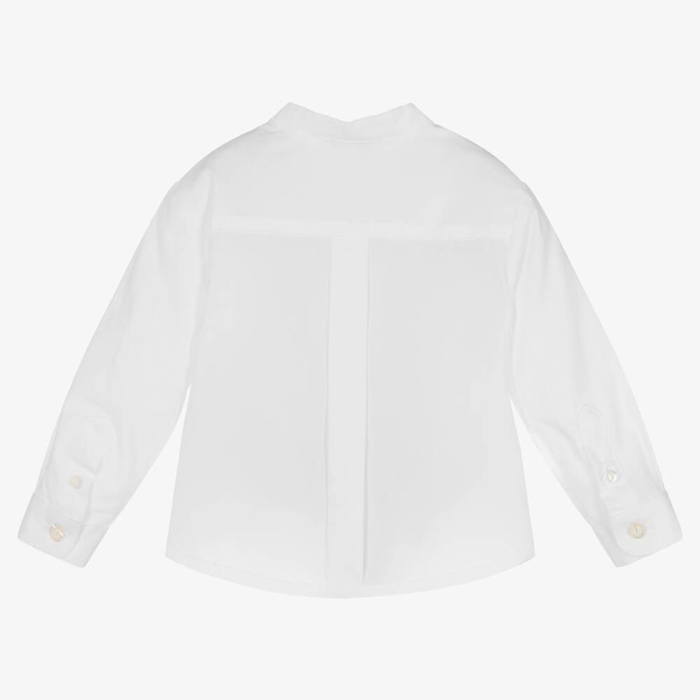 إمبوريو أرماني-قميص أطفال ولادي قطن بوبلين لون أبيض | Childrensalon Outlet