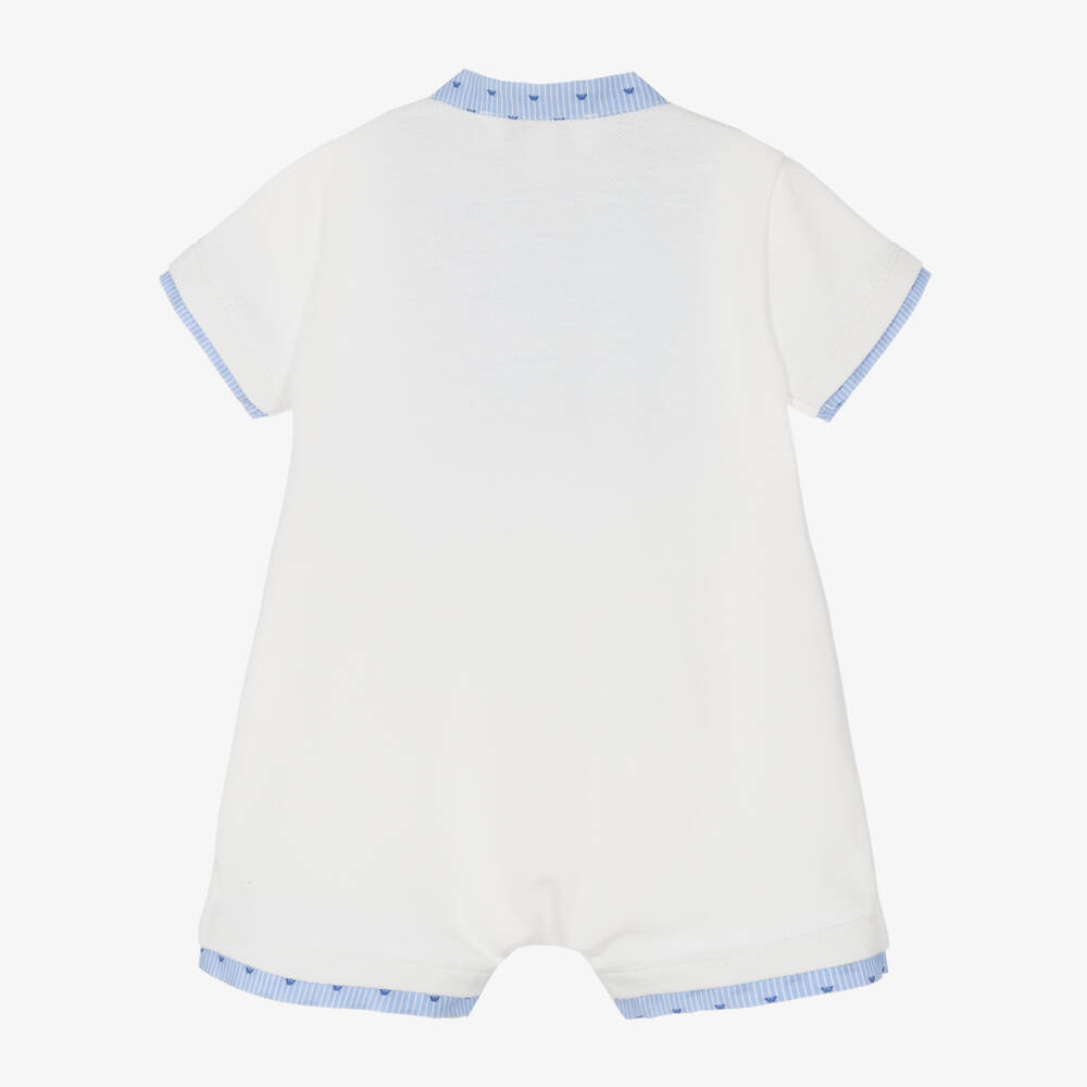 Emporio Armani-Baby Boys White Cotton Shortie | Childrensalon Outlet